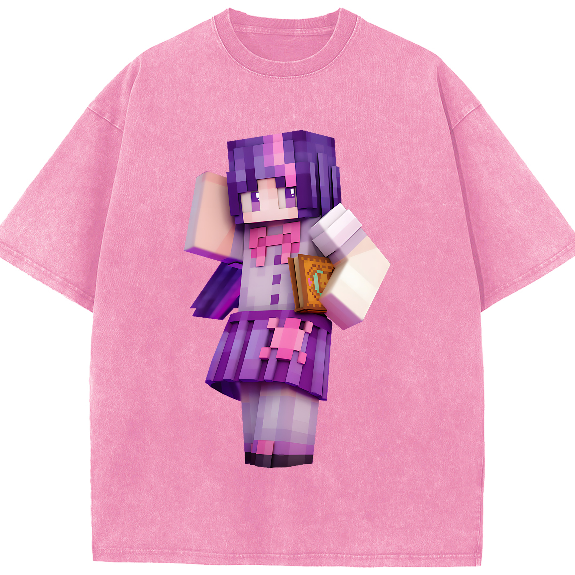 （画像用） マインクラフト ブロックの世界 Minecraft MC Block world 綿100% ヴィンテージ風 半袖Tシャツ（フロントプリント）